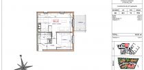 Clerdôme - Résidence Le Colombier - T2, 49m2, 123000€ - 63160 Billom - photo 2 : plan T2 B01 illustration programme Clerdôme Résidence Le Colombier : T2, 49m2, 123000€ - 63160 Billom - photo 2 : plan T2 B01